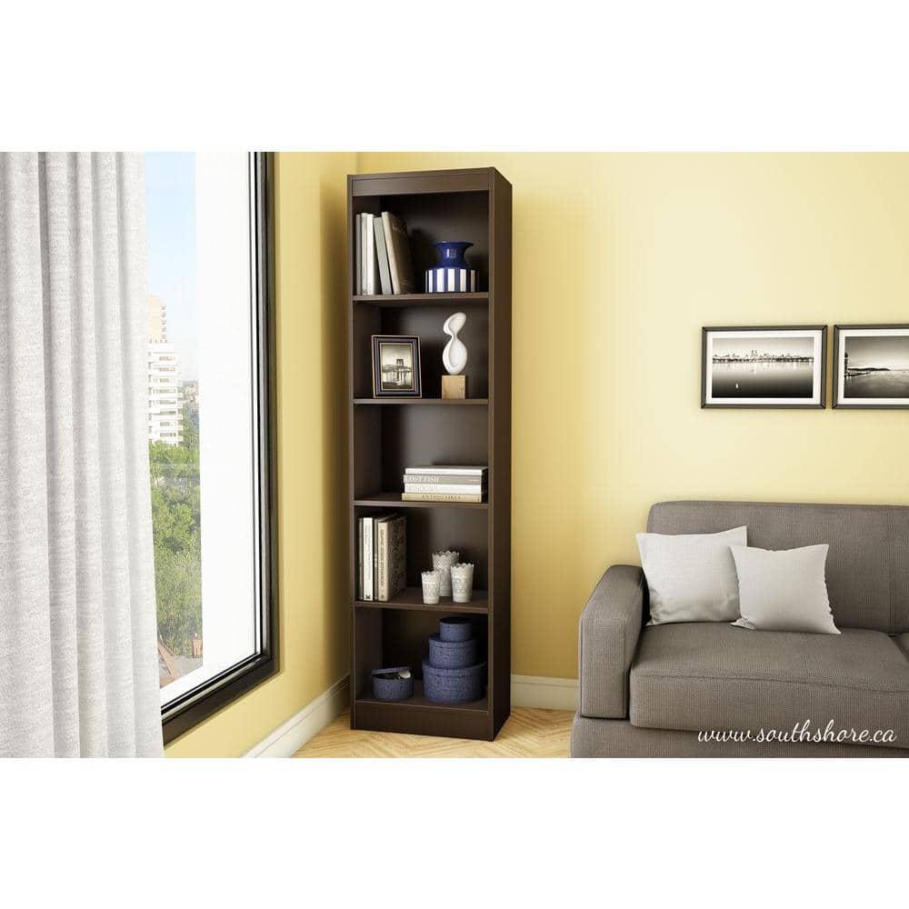 Axess Narrow 5-Shelf Narrow Bookcase Pure White