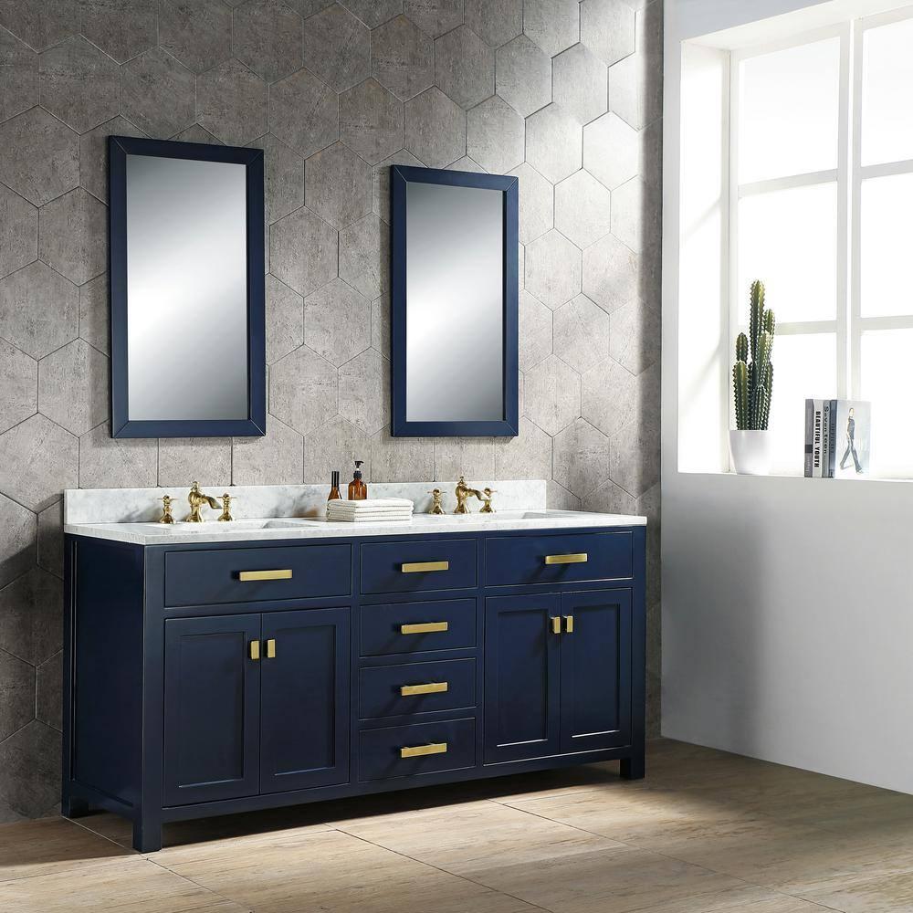 Madison 72" Monarch Blue Double Sink Vanity with Marble Top