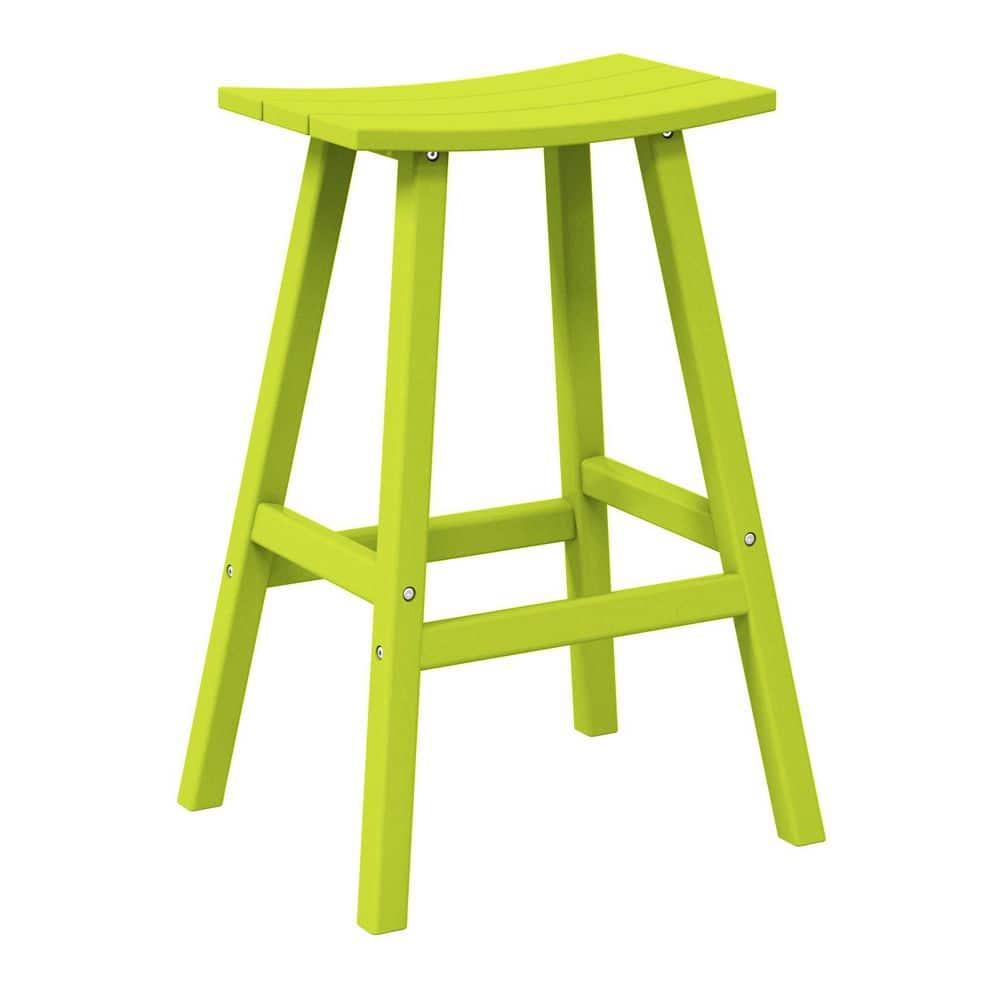 Polytrends  Laguna Hdpe All Weather Outdoor Patio 29" Saddle Seat Bar Stool Lime