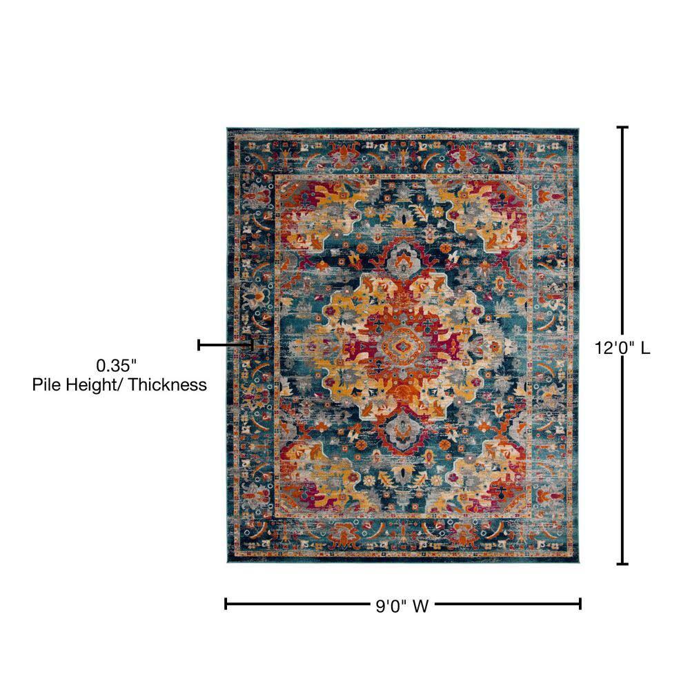 Madison MAD154 Power Loomed Indoor Area Rug - Teal/Fuchsia - 9'x12' - Safavieh