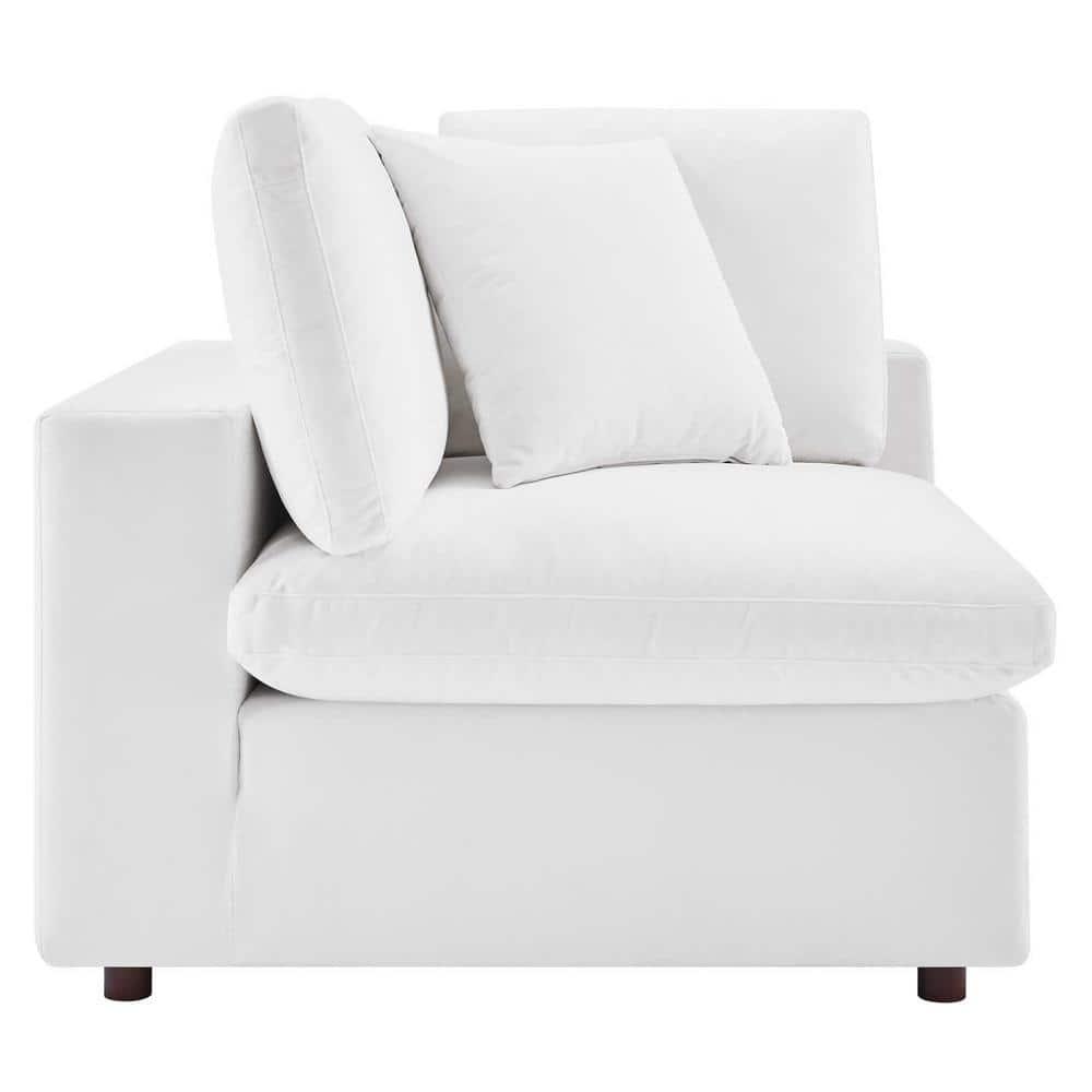 Modway Commix 4-Piece Down Filled Overstuffed Performance Velvet Sectional Sofa in White