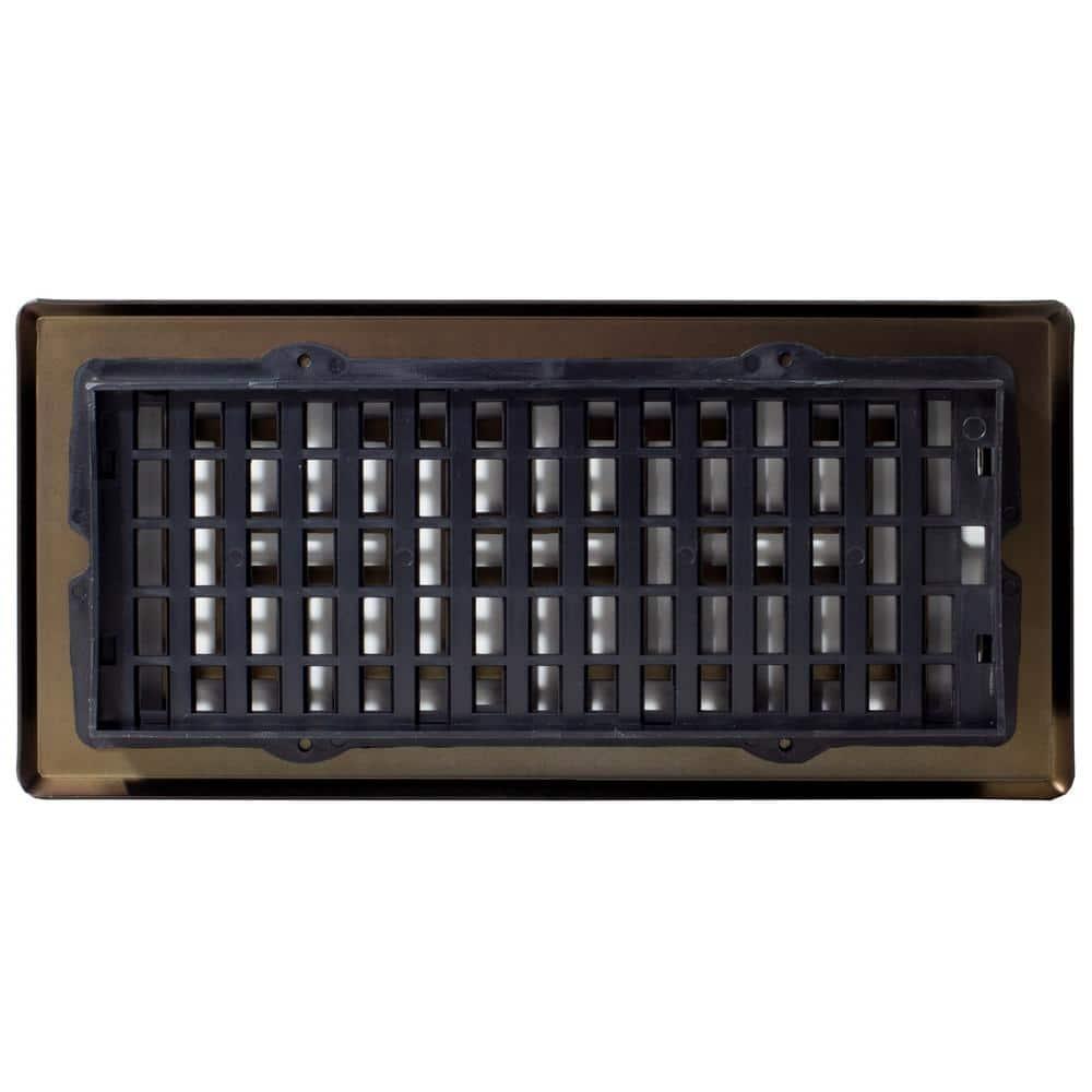 Decor Grates 4" x 10" Oriental Design Steel Plated Rubbed Bronze Floor Register