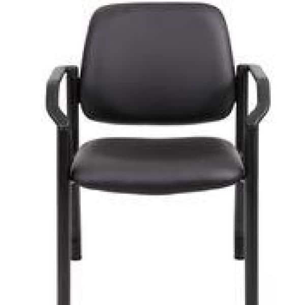 Boss Office Products Stackable Vinyl Seat Reception Chair with Metal Frame