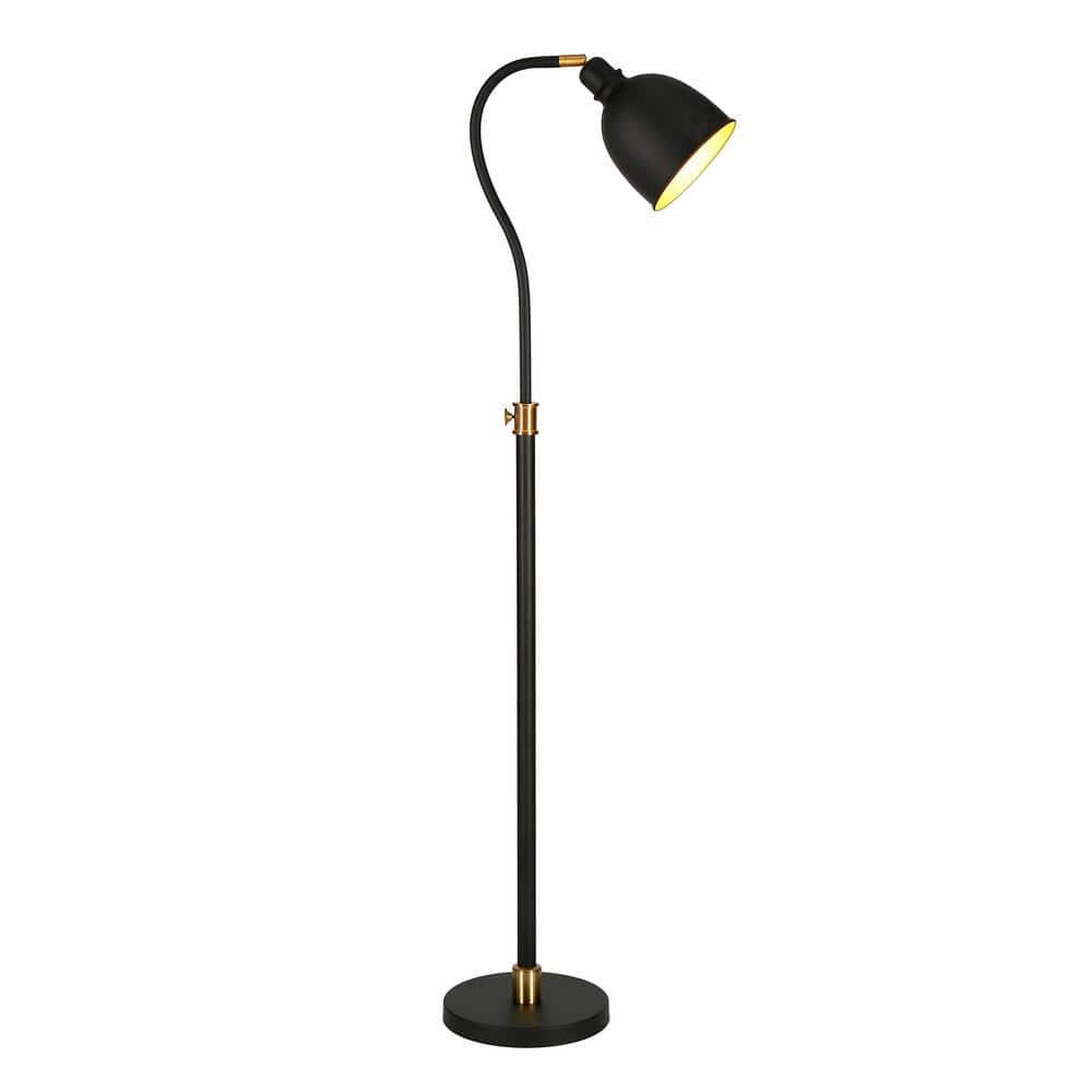 Evelyn&Zoe Vincent Adjustable/Arc Floor Lamp with Metal Shade in Blackened Bronze/Blackened Bronze