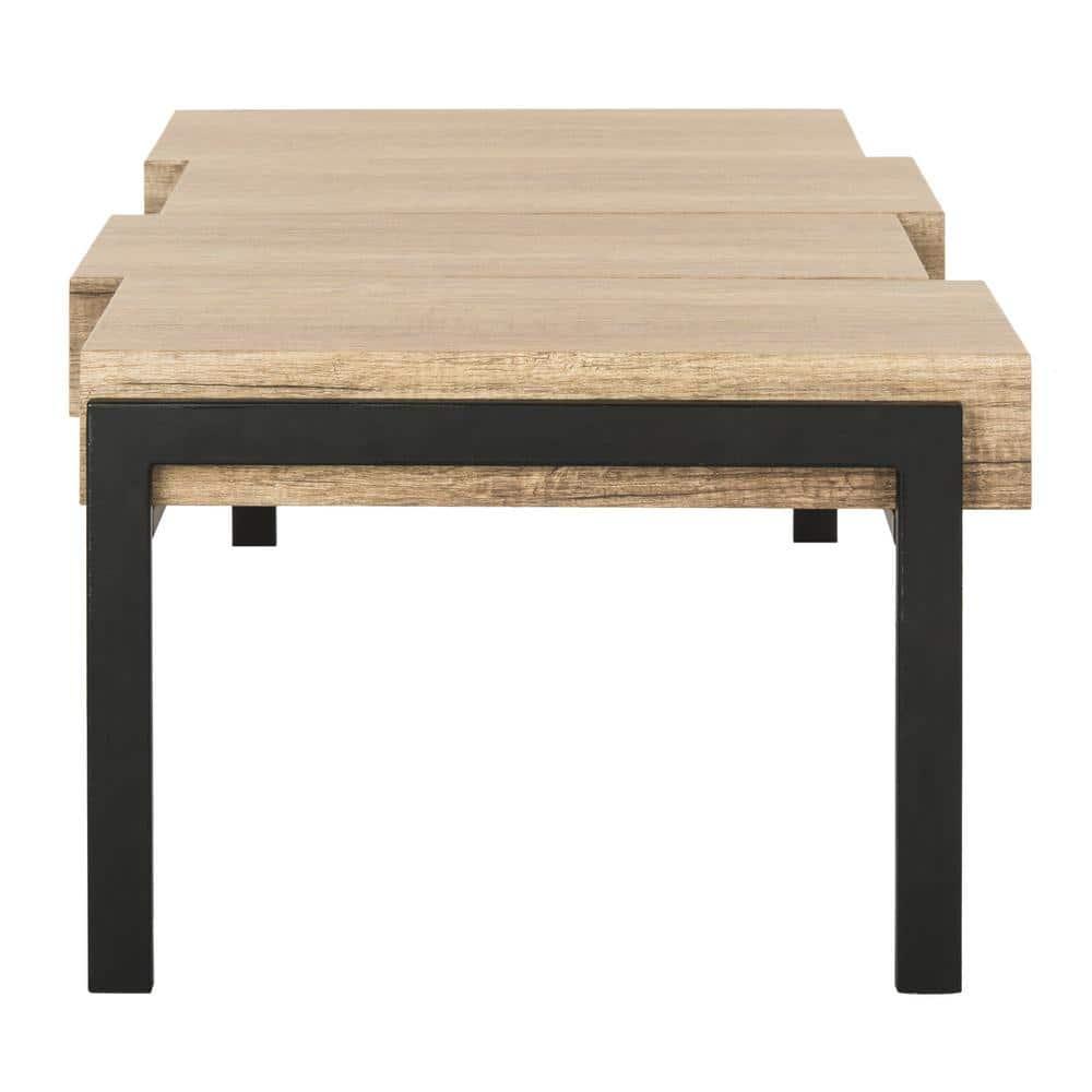 Alexander Coffee Table - Multi Brown/Black Metal Legs - Safavieh