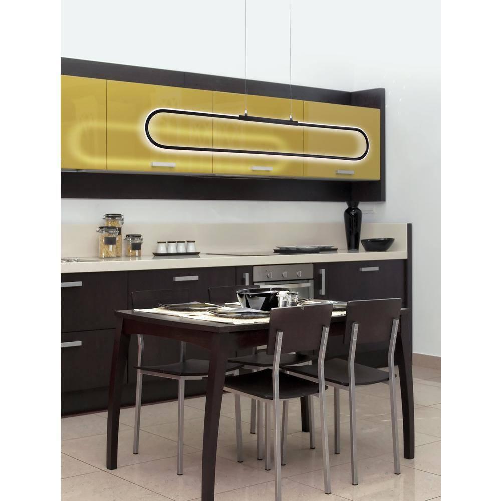 Ned 39" Dimmable Adjustable Integrated LED Metal Linear Pendant, Black