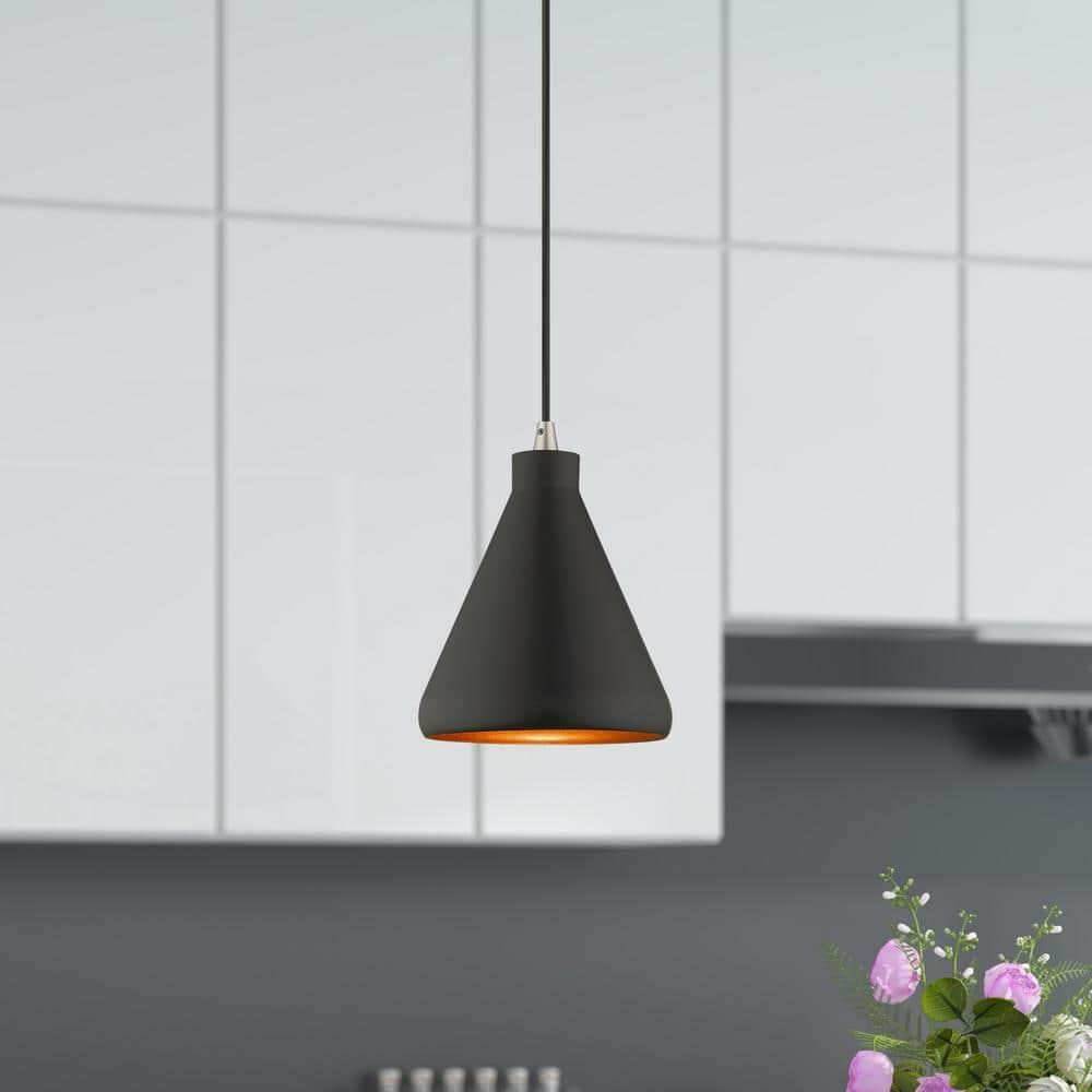 Livex Lighting Metal Shade 1 - Light Chandelier in  Black