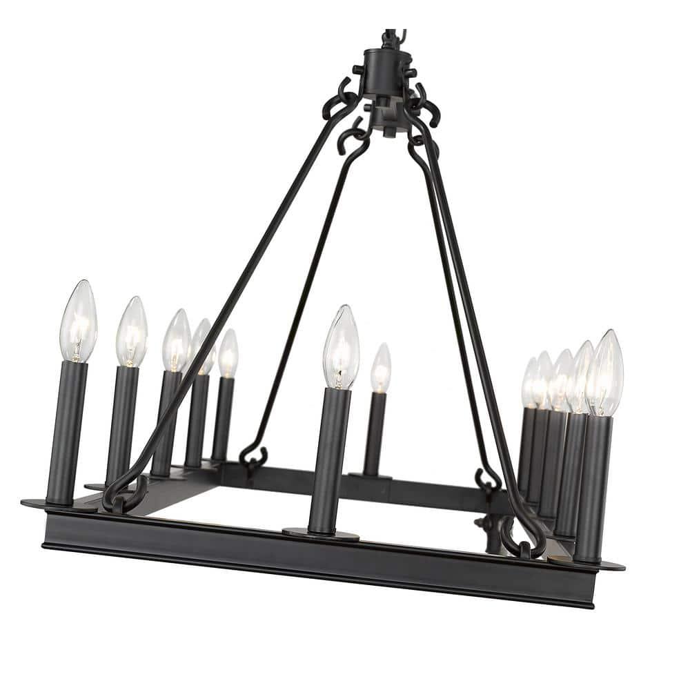 Z-Lite Barclay 12 Light Transitional Steel Island Pendant in Matte Black