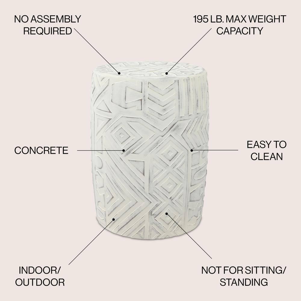 JONATHAN Y Rafi 17.75" Transitional Bohemian Geometric Drum Garden Stool, Cream