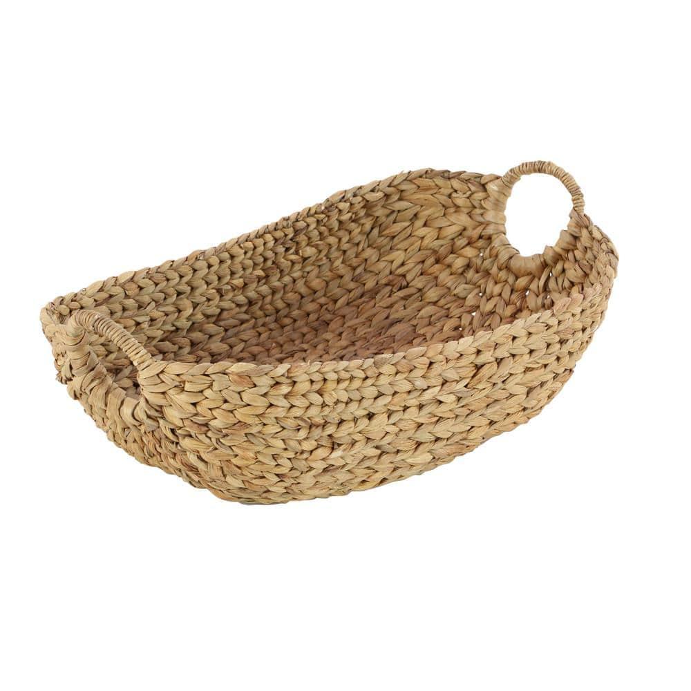 DecMode 23", 21", 19", 16", Brown Seagrass Handmade Storage Basket with Metal Handles, 5-Pieces