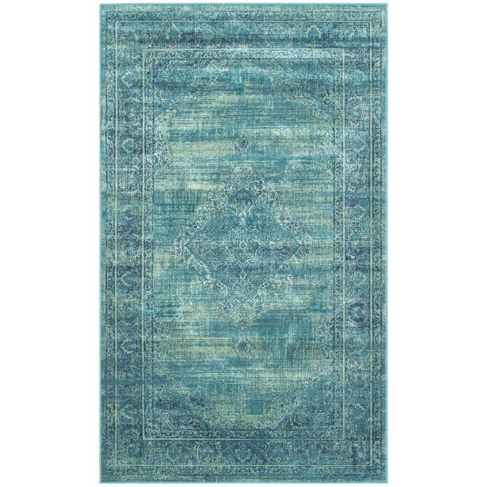 SAFAVIEH Vintage Kynaston Traditional Area Rug, Turquoise/Multi, 2' x 3'