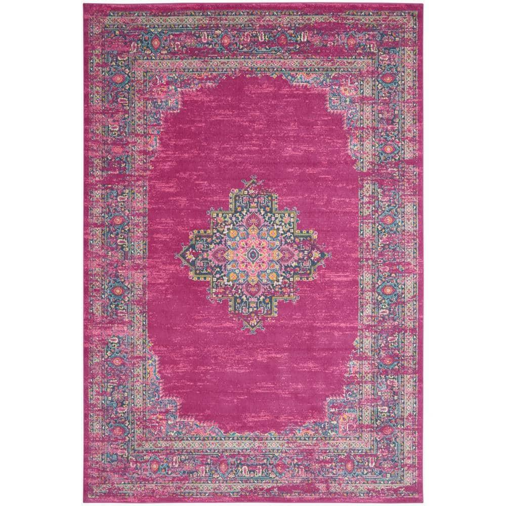 Nourison Passion Medallion Bohemian Indoor Rug Fuchsia 9' x 12'