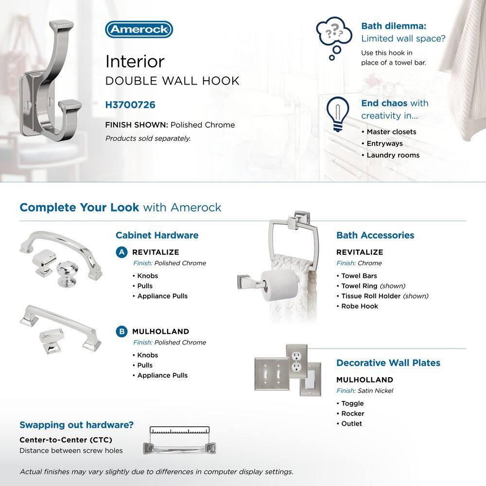 Amerock Alder Transitional Double Prong Decorative Wall Hook