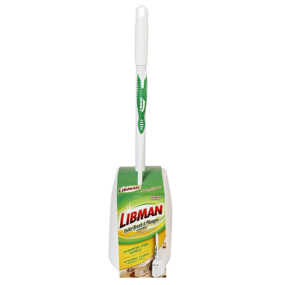 Libman Toilet Brush & Plunger Combo Green Fibers / White Polypropylene Base Recommended Adult Use