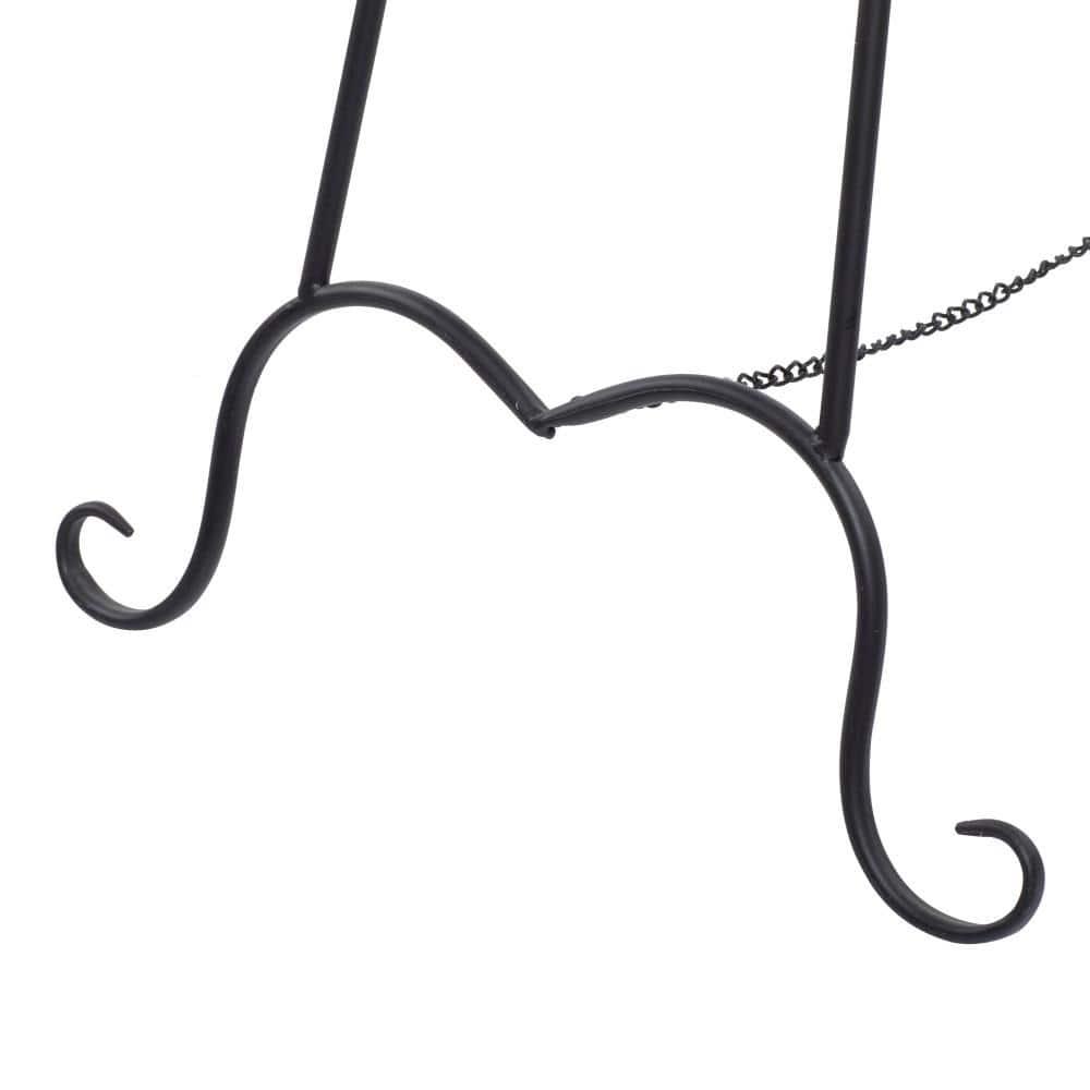 Black Iron Adjustable Floor Easel with Scroll Accents