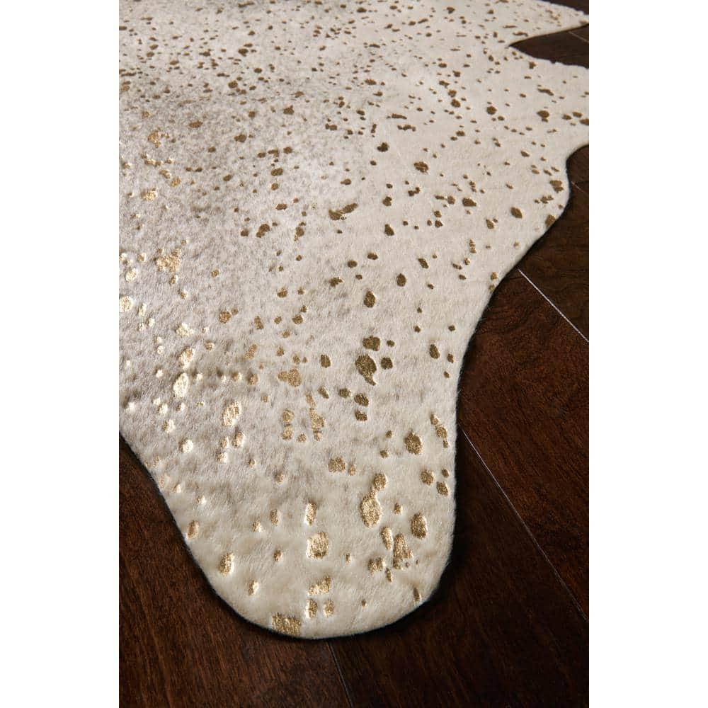 Loloi II Bryce Faux Cowhide Pewter / Gold Area Rug