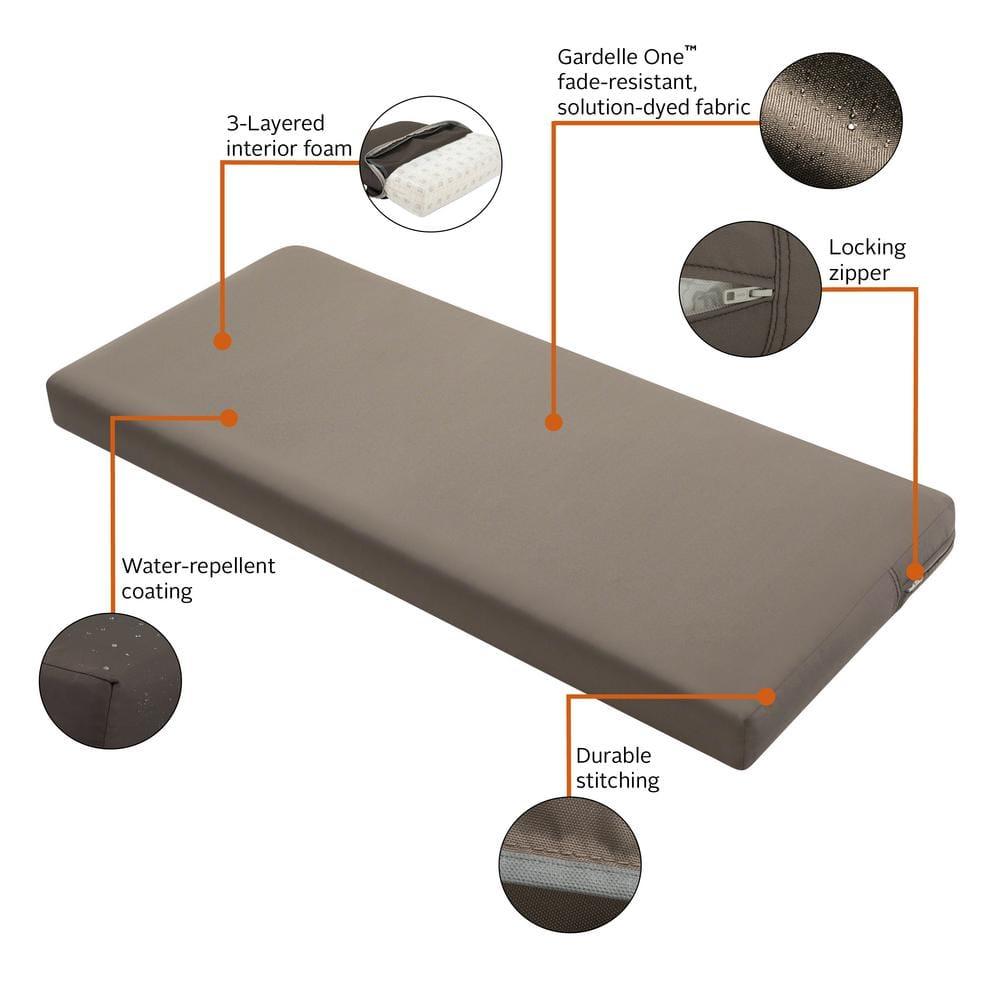 48" x 18" x 3" Ravenna Water-Resistant Patio Bench/Settee Cushion Dark Taupe - Classic Accessories