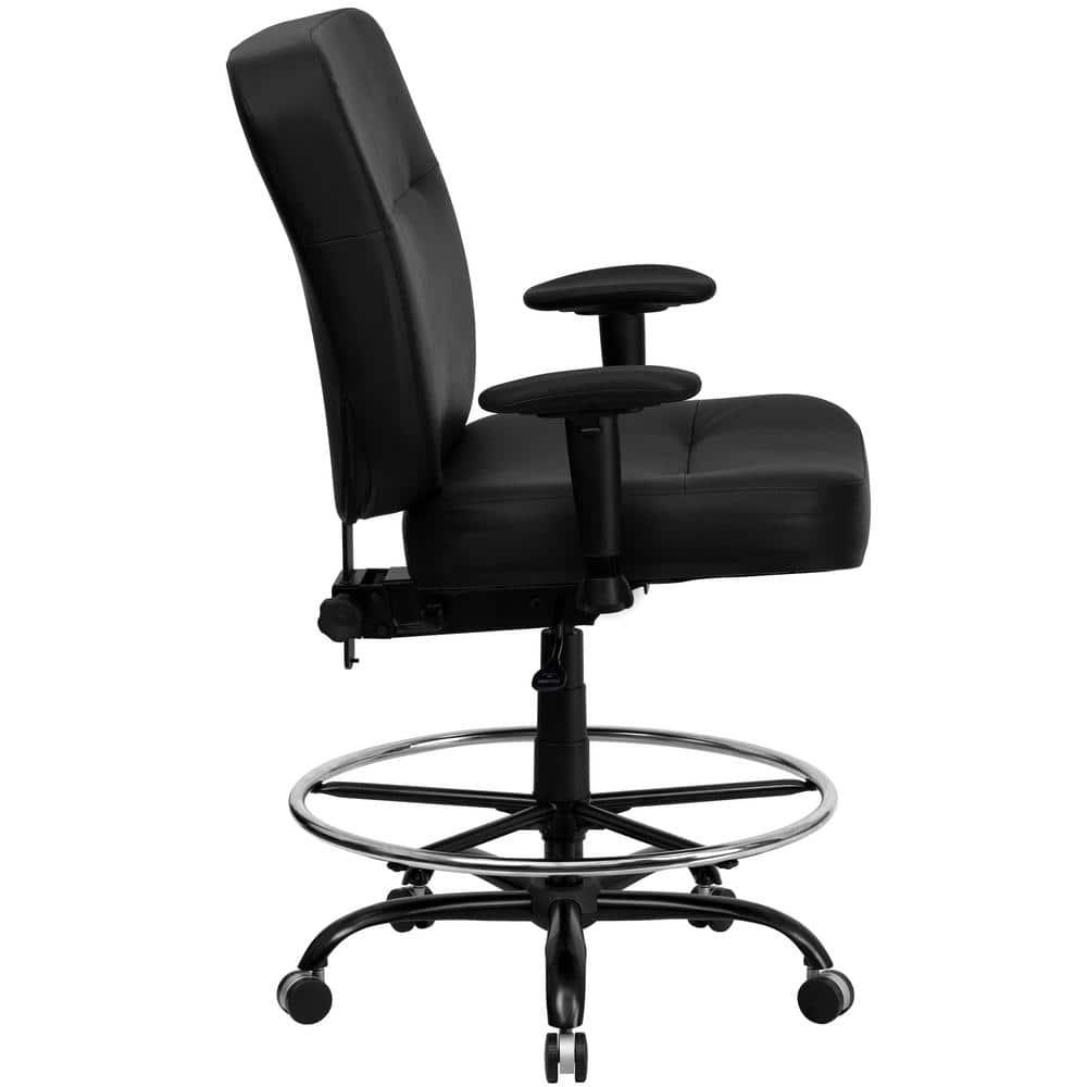 BizChair Big & Tall 400 lb. Rated Black LeatherSoft Ergonomic Drafting Chair with Adjustable Arms