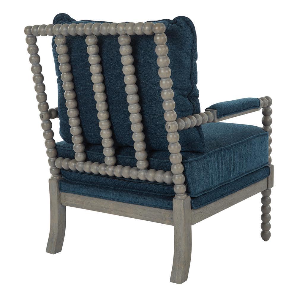 OSP Home Furnishings Abbott Chair in Azure Fabric with Brushed Grey Base K/D