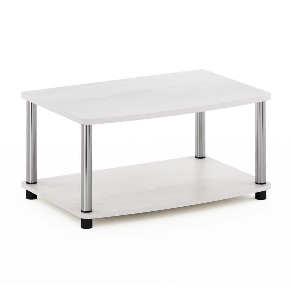 Furinno Industrial No Tools Elevated TV Stands with 2-tier Open Storage Shelves TV Console for TVs up to 25 inch White Oak