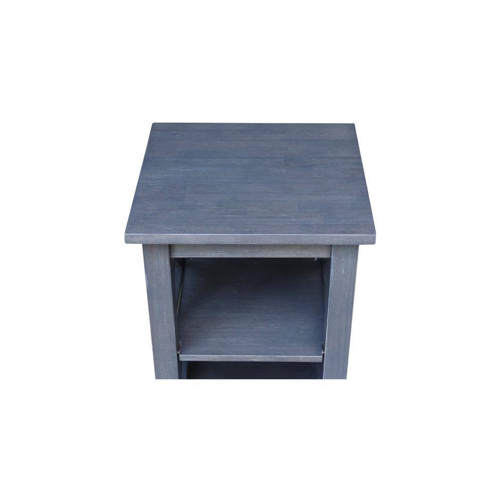 Hampton Accent Table with Shelves Heather Gray/Antique Washed - International Concepts: Solid Wood, Fixed Shelf Storage