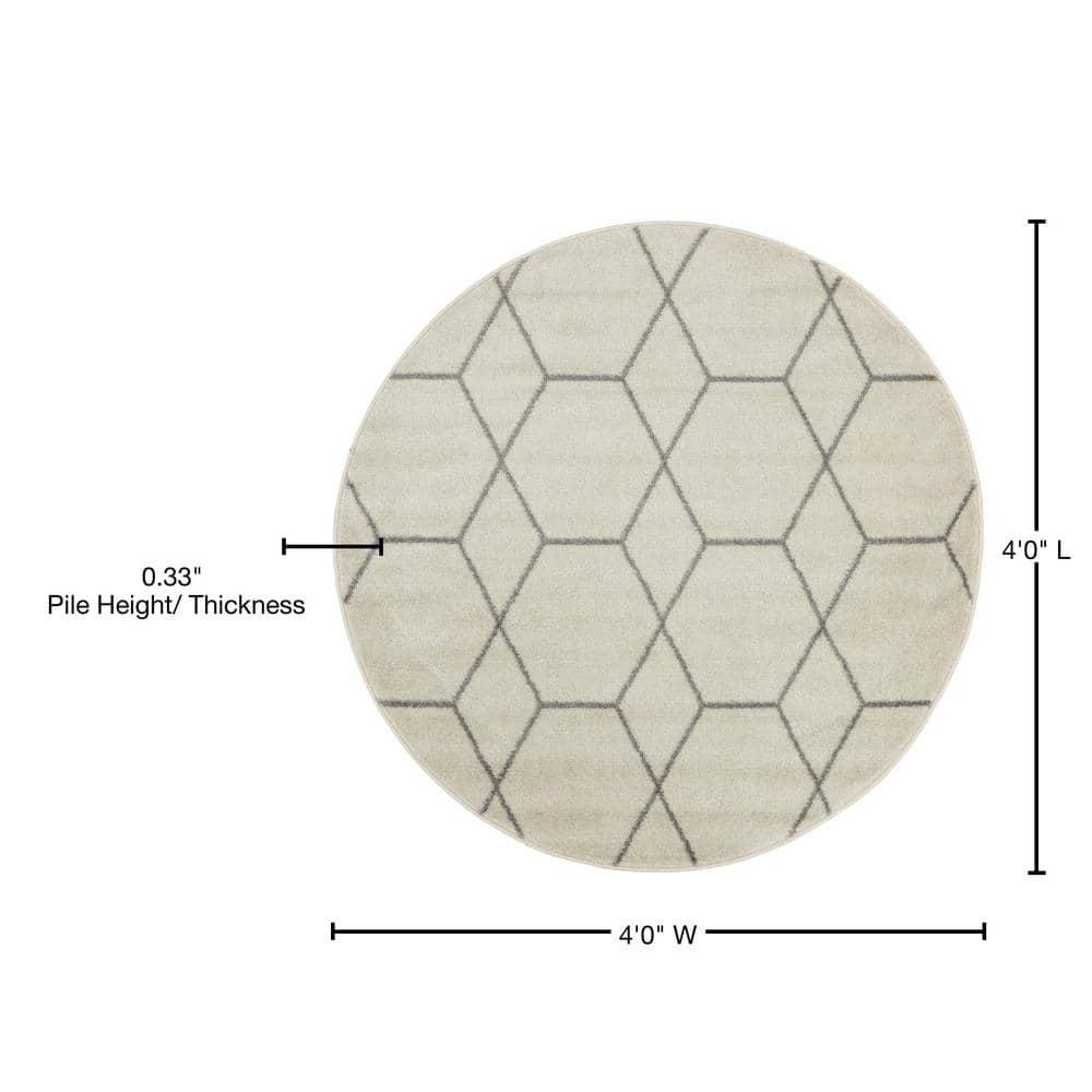 Unique Loom 4' 0 x 4' 0 Trellis Frieze Ivory Area Rug