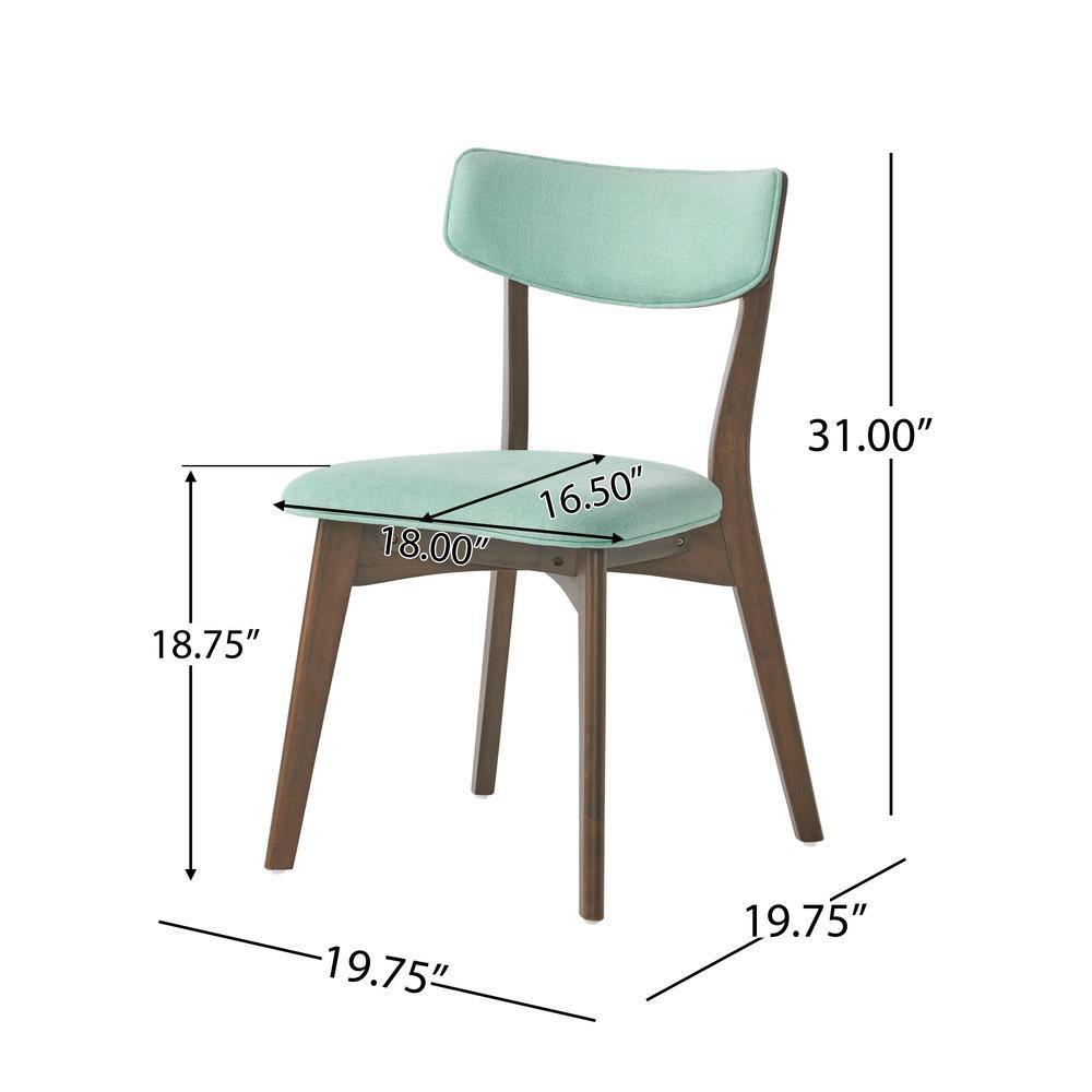 Christopher Knight Home 5pc Megann Mid Century Wood Dining Set Walnut/Mint: Polyester Upholstered Chairs, Rectangular Table