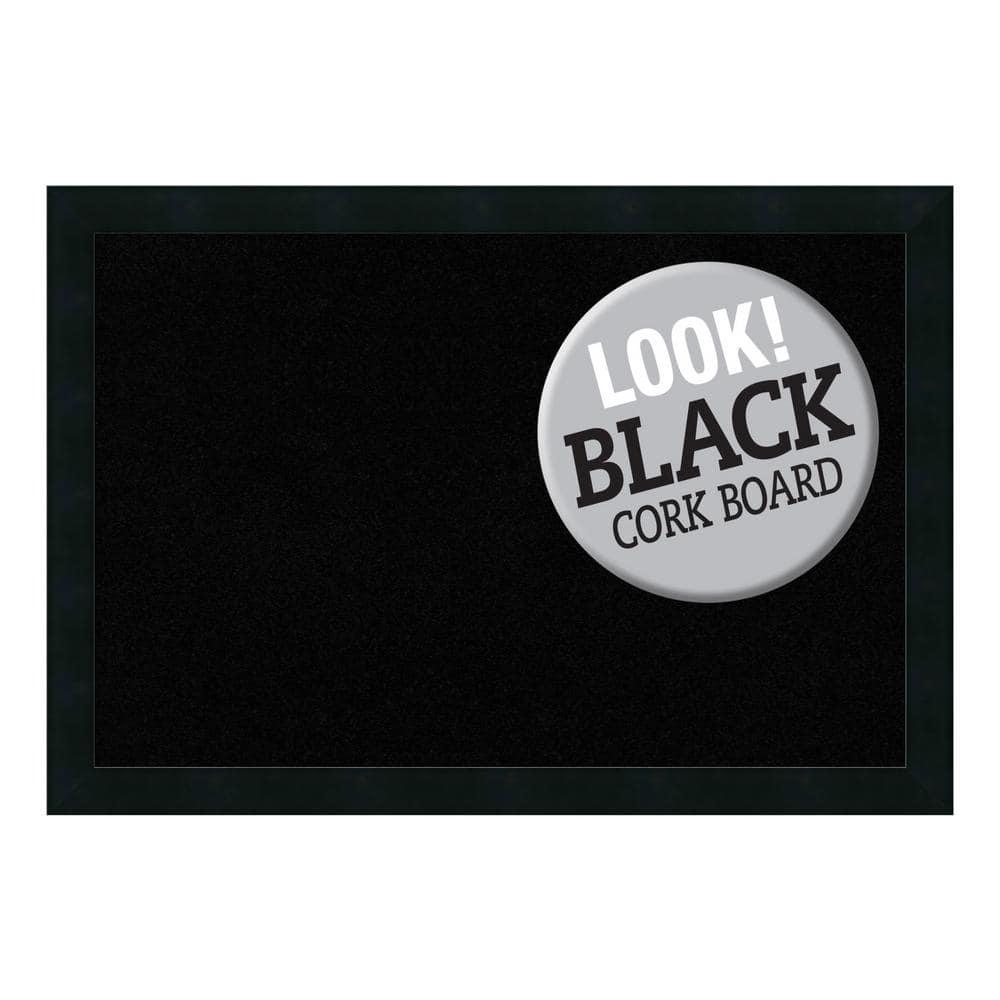Amanti Art Black Cork Board Wood Framed Mezzanotte Black Bulletin Board 26 in. x 18 in.