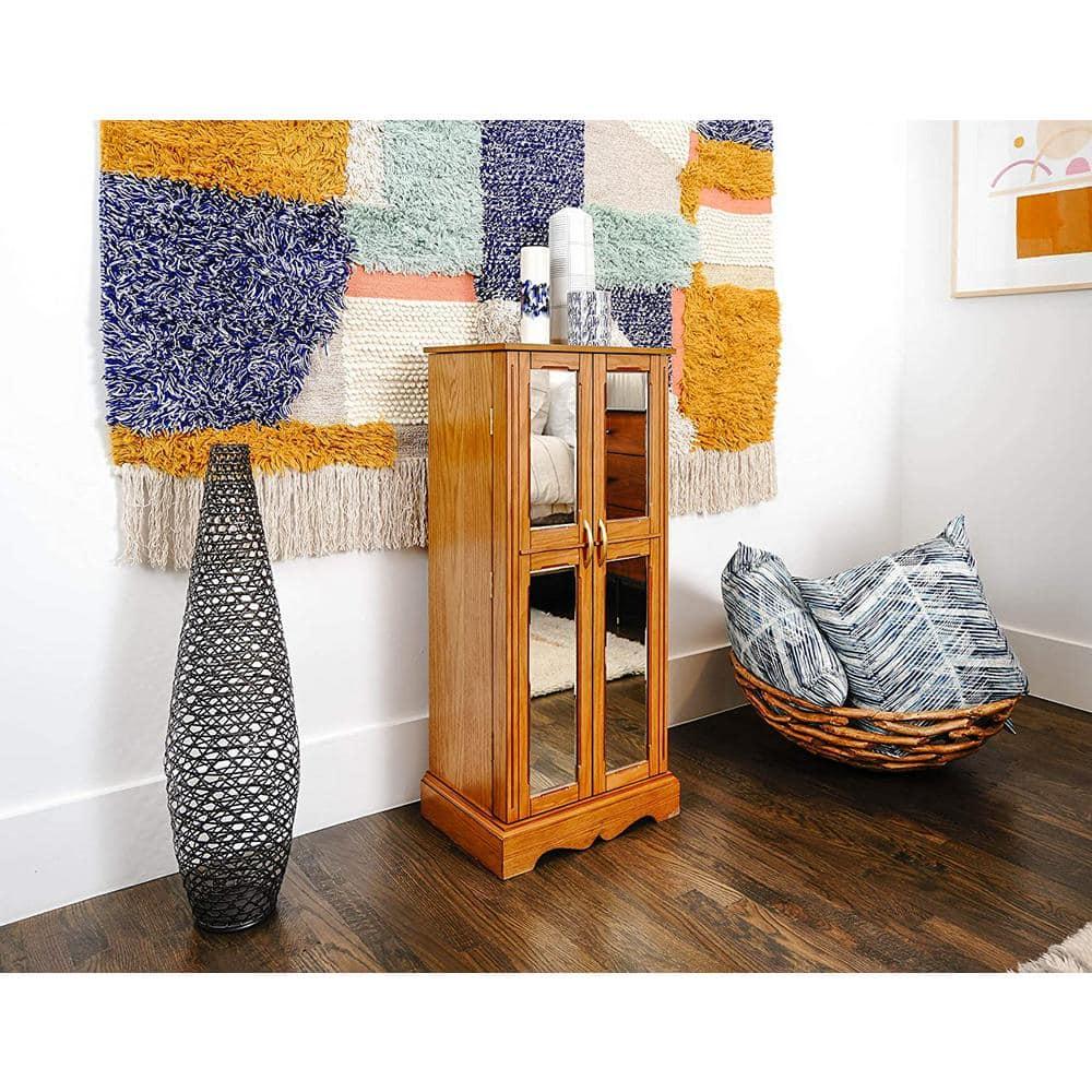 Hives & Honey Women's Chelsea Wood Jewelry Storage Armoire with Mirror Doors in Walnut