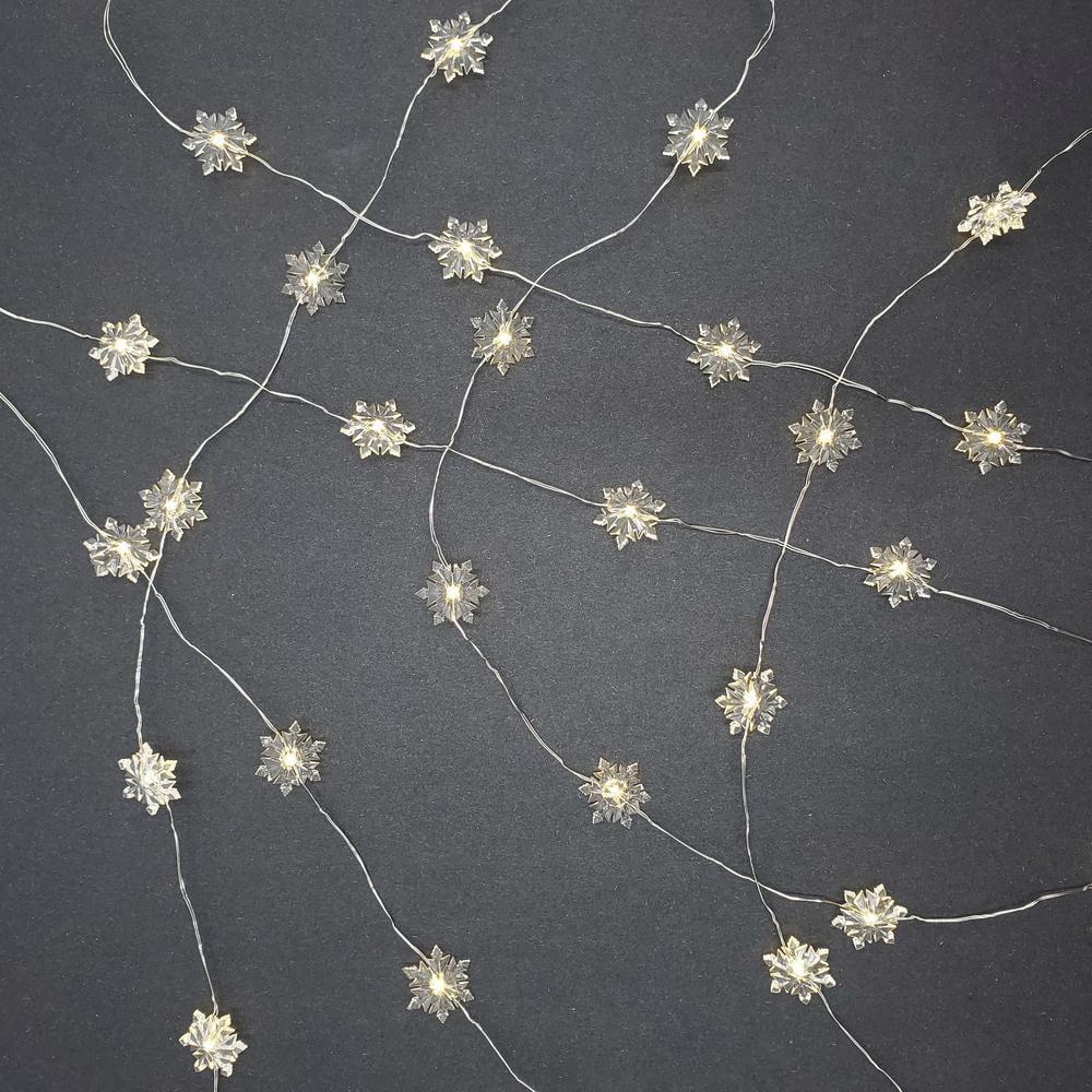 LumaBase Battery Operated LED Fairy String Lights with Snowflakes
