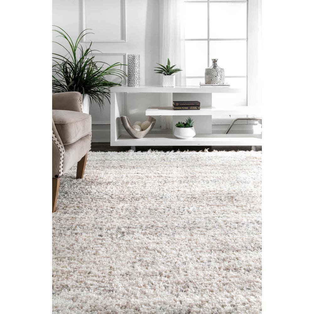 Nuloom Brooke Solid 9x12 Shag Indoor Area Rug for Living Room Bedroom Dining Room Nursery, Ivory