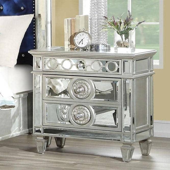 Nightstand in Mirrored Night Stand Bedside Table Bedroom Side Table Furniture