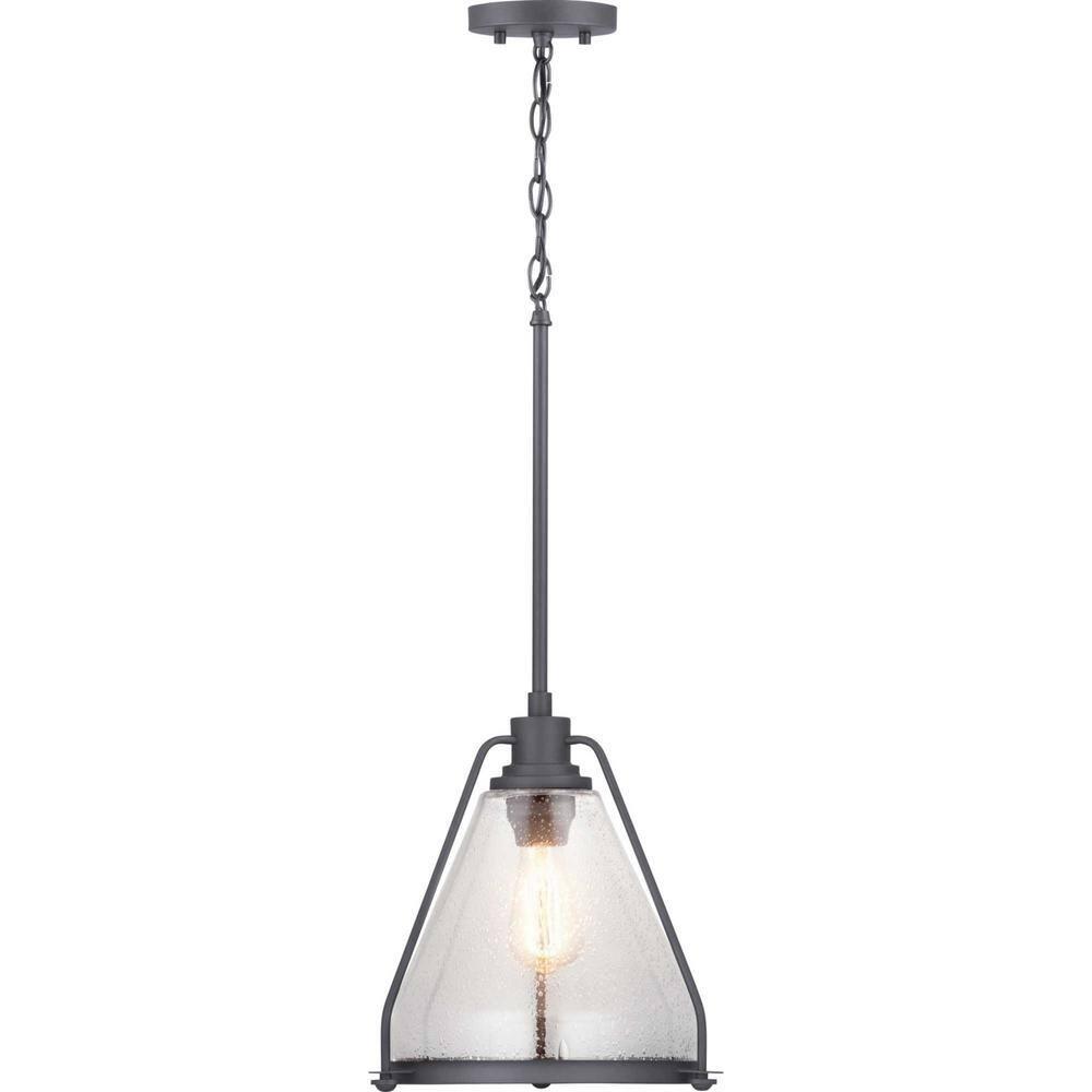 Progress Lighting, Range Collection, 1-Light Wall Sconce, Graphite Finish, Clear Seeded Glass Shade