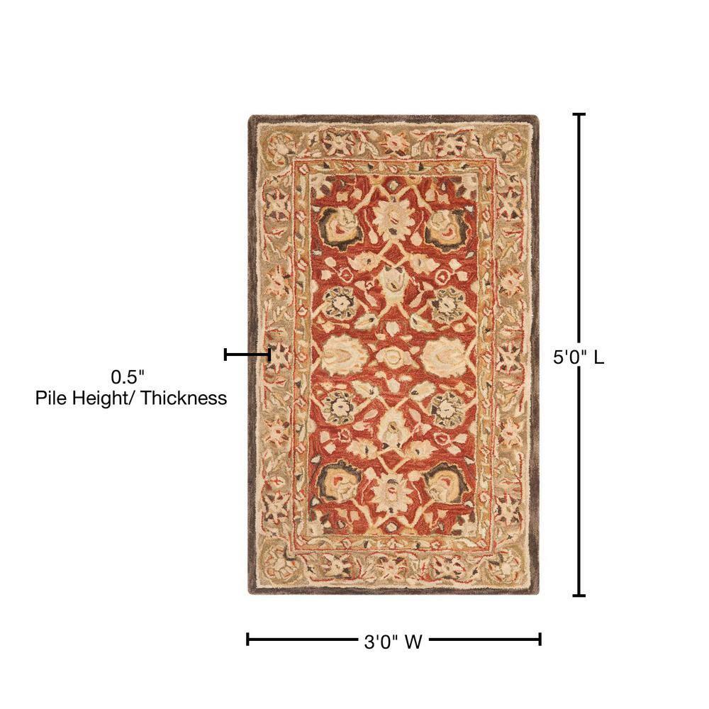 Anatolia AN512 Hand Tufted Indoor Accent Rug - Rust/Green - 3'x5' - Safavieh