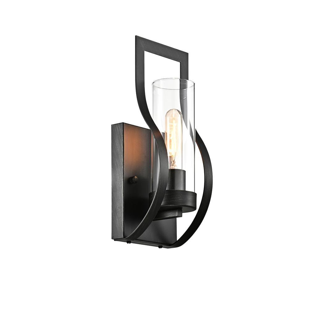 The Lighting Store Anastasia 1 Light Wall Sconce with Clear Glass Shade and Curved Frame