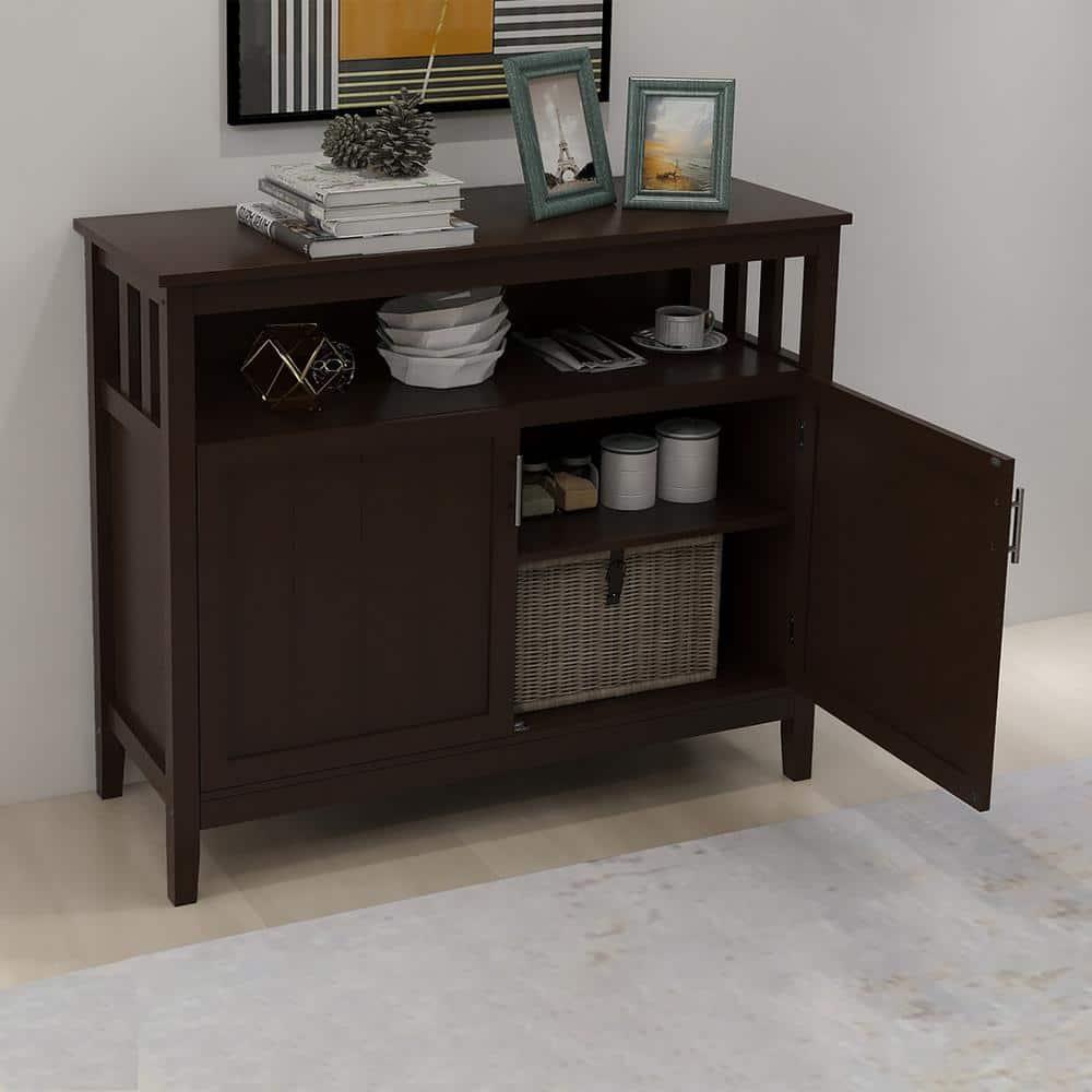 Direct Wicker UBS-W28209564 Kitchen Storage Sideboard & Buffet Server Cabinet, Brown