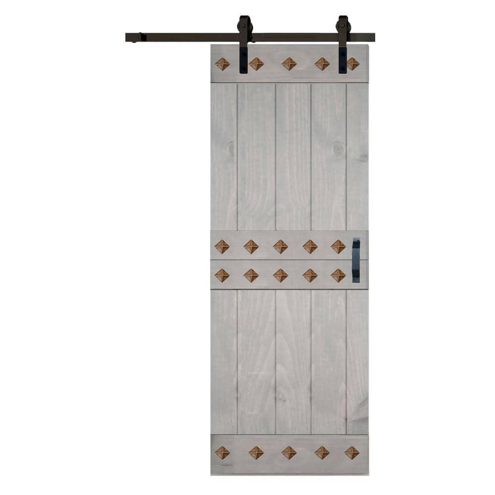 IsLife 84'' Solid Wood Paneled Matte with Installation Hardware Kit Barn Door