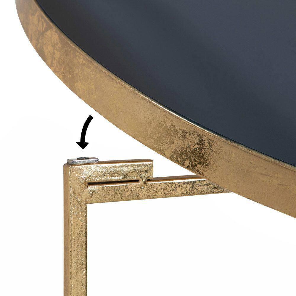 Kate and Laurel Celia Round Metal Coffee Table, 28.25x28.25x19, Navy Blue and Gold