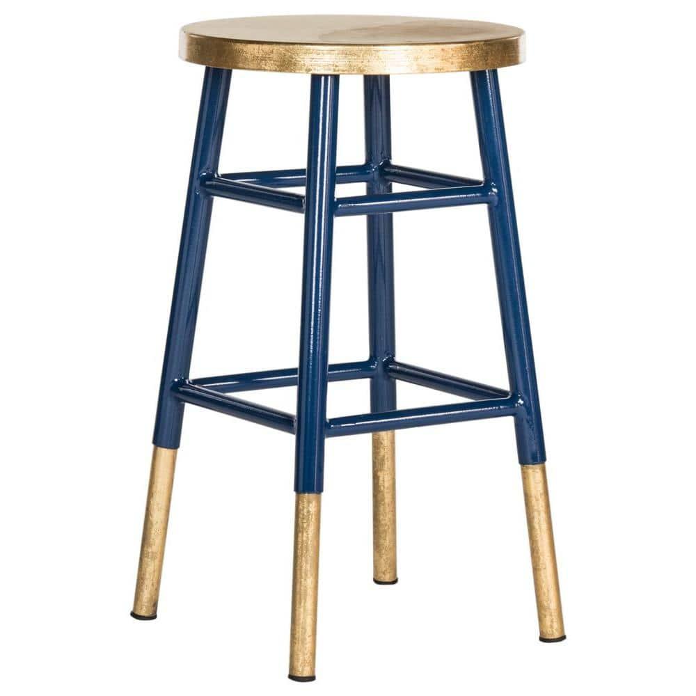 Emery Dipped Gold Leaf Counter Stool - FOX3231 - Navy/Gold - Safavieh Couture