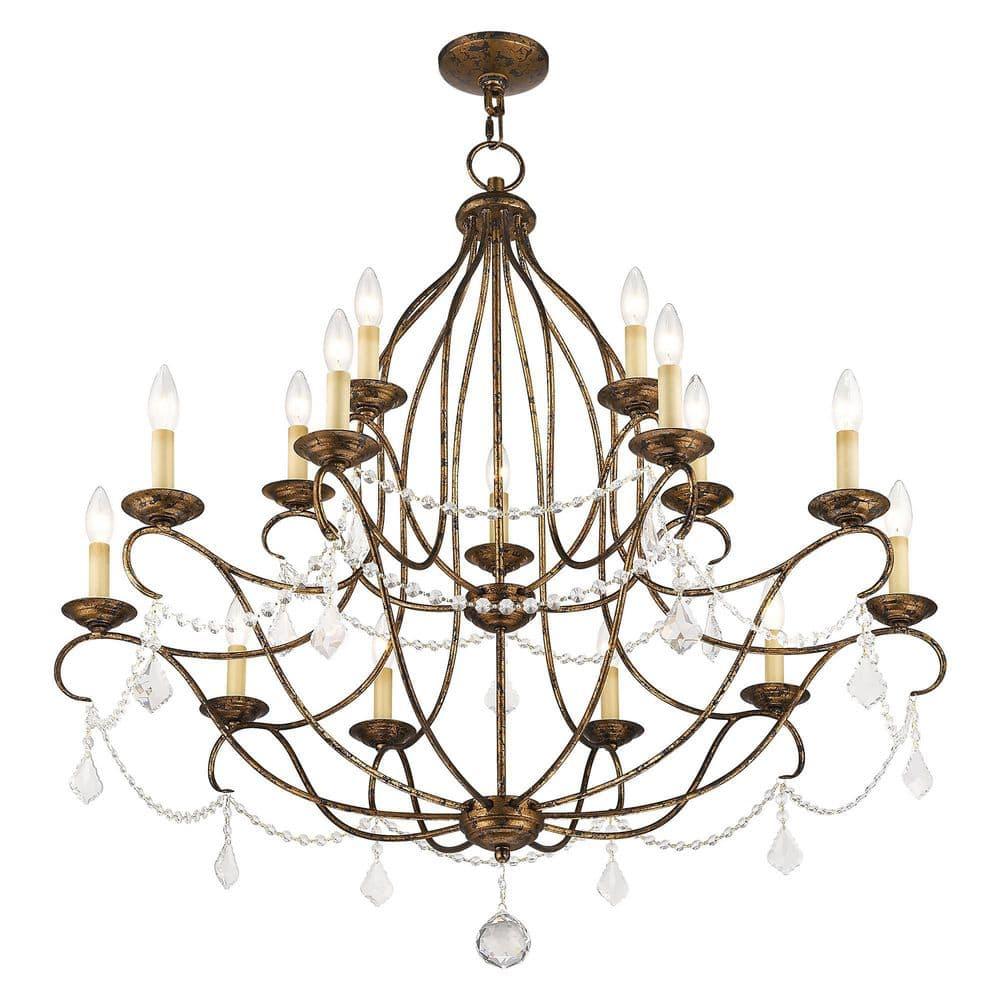 Livex Lighting Chesterfield Chandelier in Hand Applied Venetian Golden Bronze