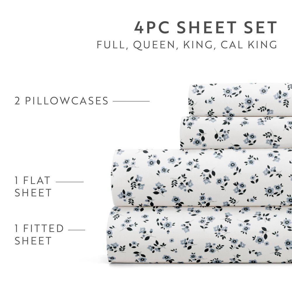 IEnjoy Home 4 Piece Sheet Set Patterned Microfiber Ultra Soft Bedding in Floral Dream