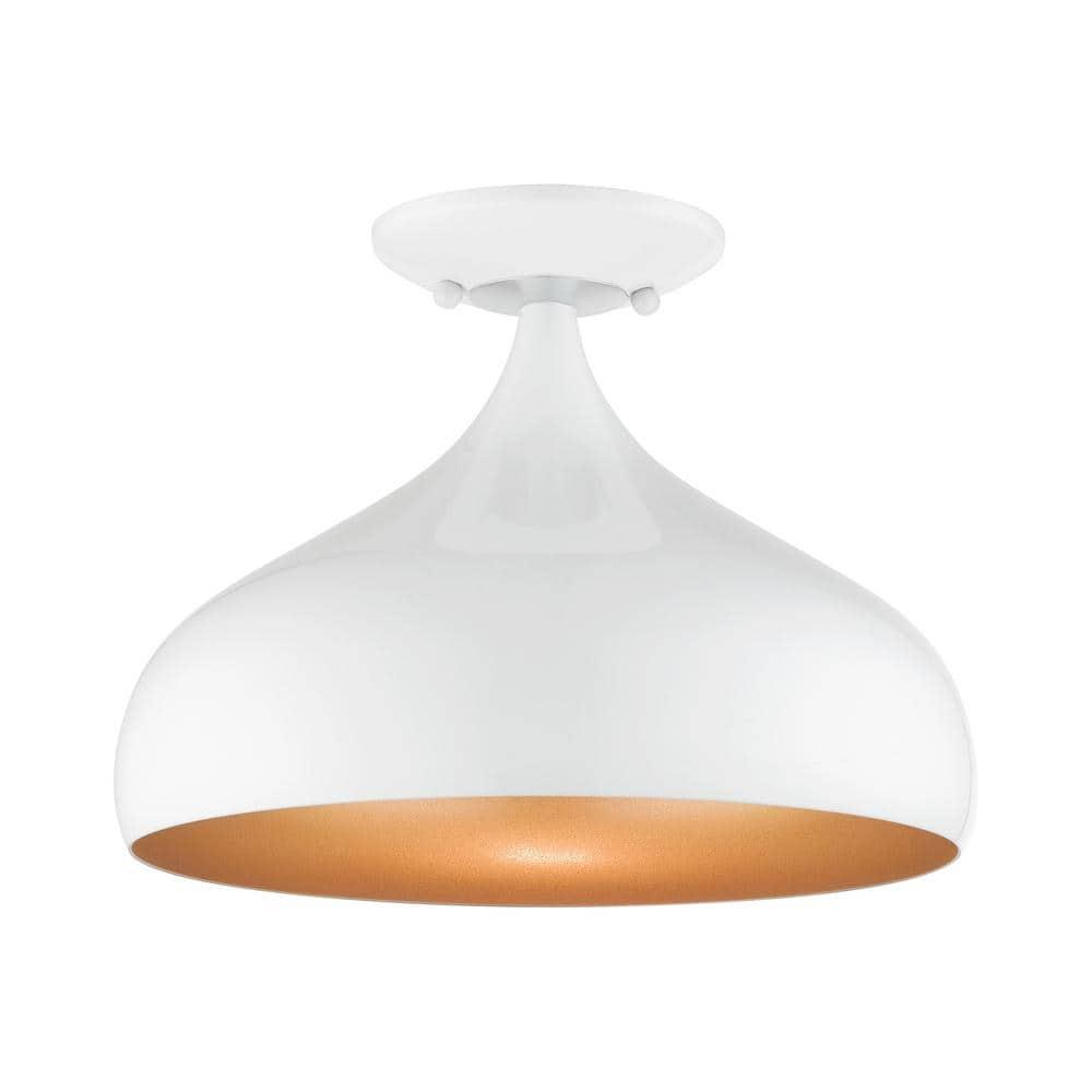Livex Lighting Amador 1 - Light Semi-Flush Mount in  Shiny White
