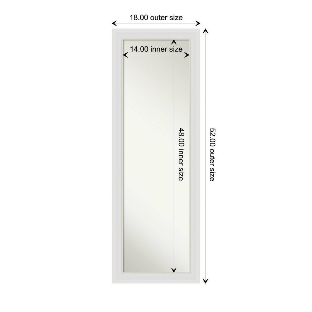 18" x 52" Flair Framed On the Door Mirror Soft White - Amanti Art: Modern Rectangle, Polystyrene Frame, No Assembly Required