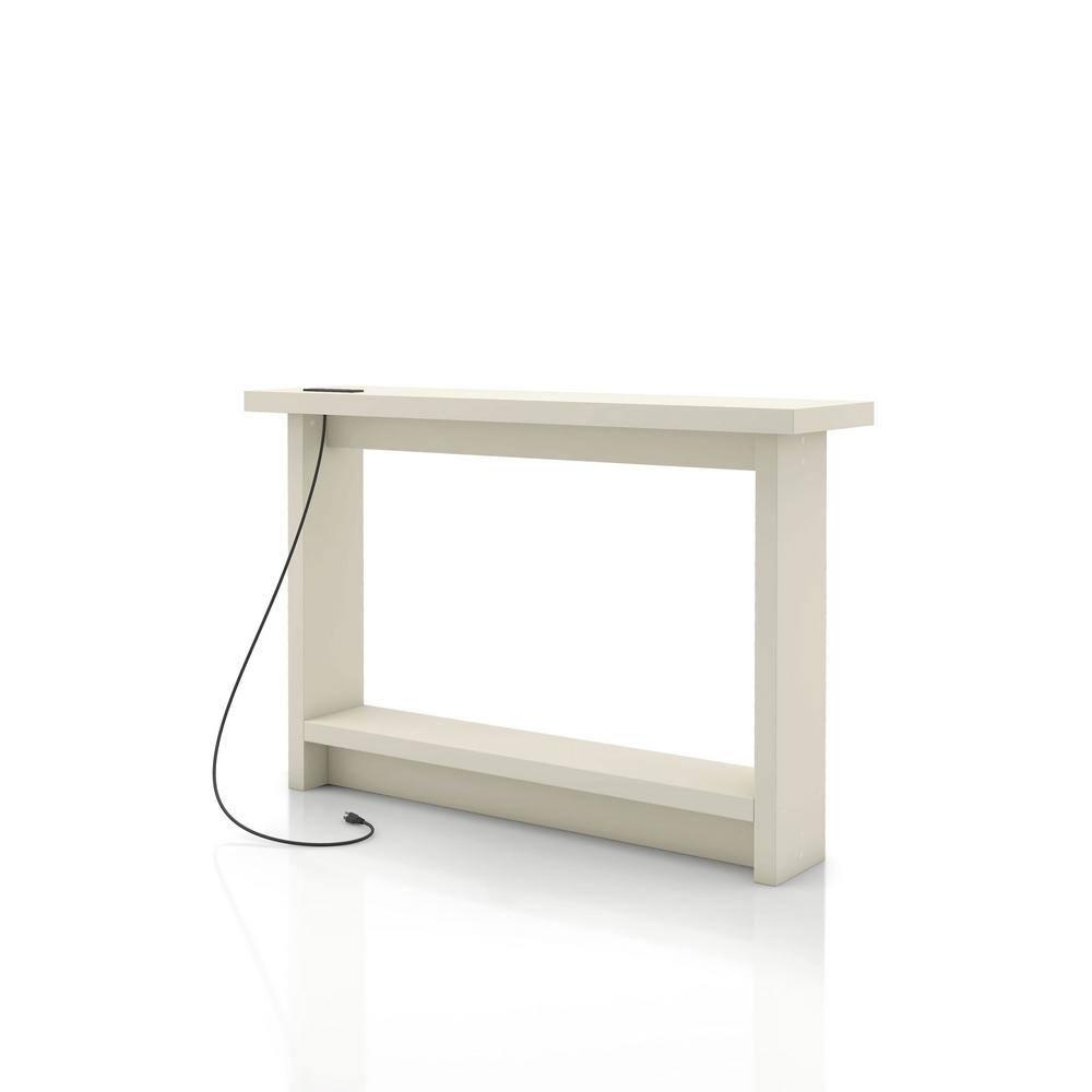 miBasics Nortal 47.24" Console Table Modern 1 Shelf with Usb and Power Ports Soft White