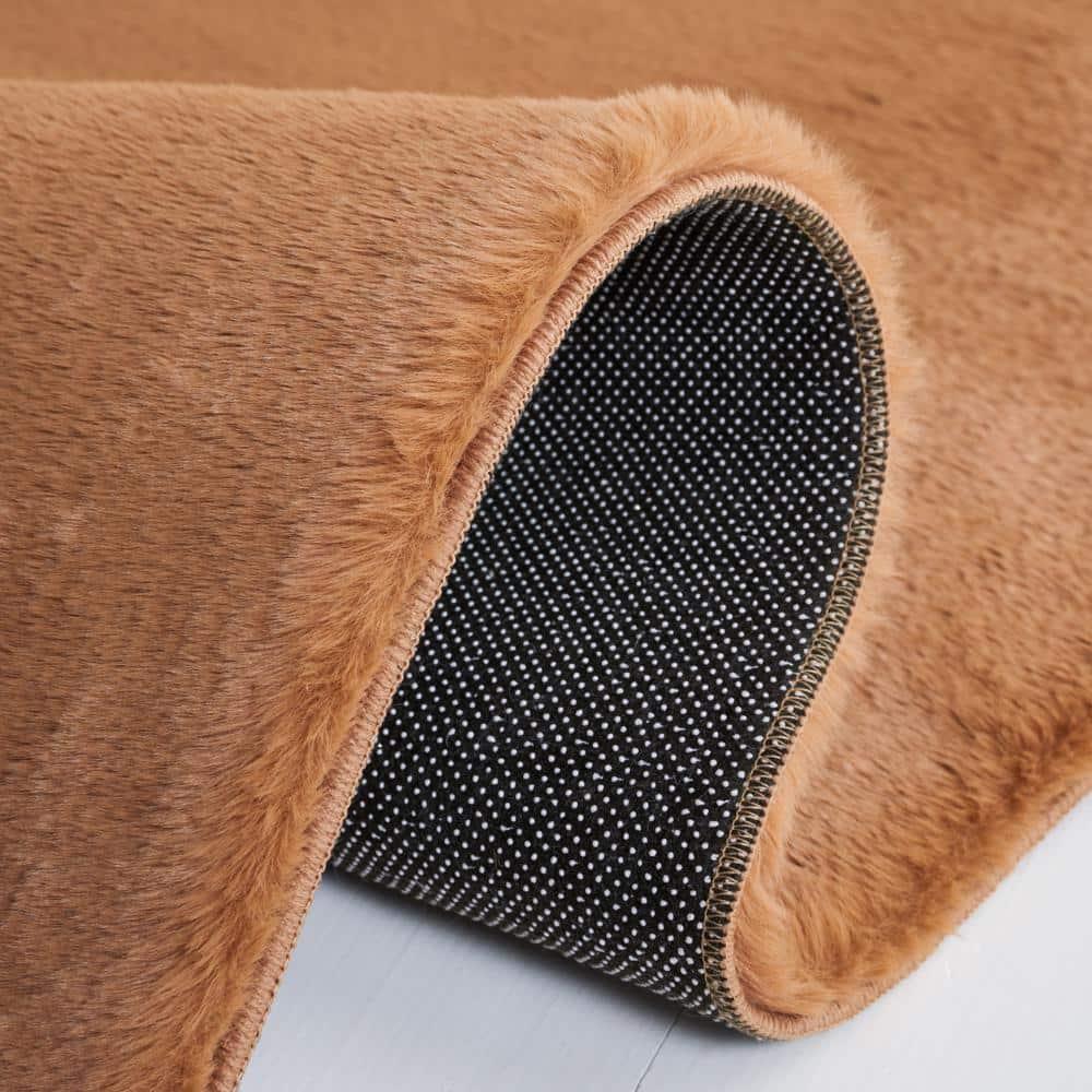 Faux Rabbit Fur FRF500 Power Loomed Machine Washable Indoor Area Rug - Brown - 6'x9' - Safavieh