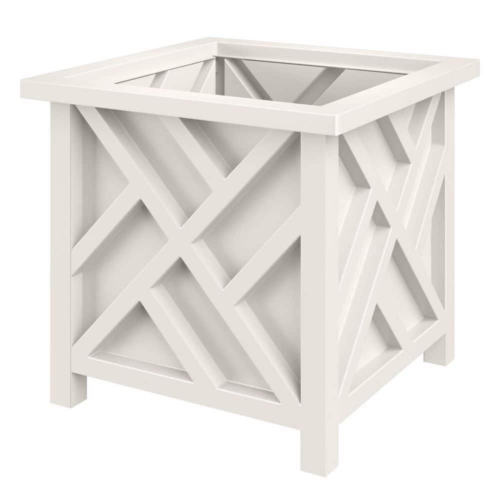 Pure Garden 15.5" Lattice Planter Box, White