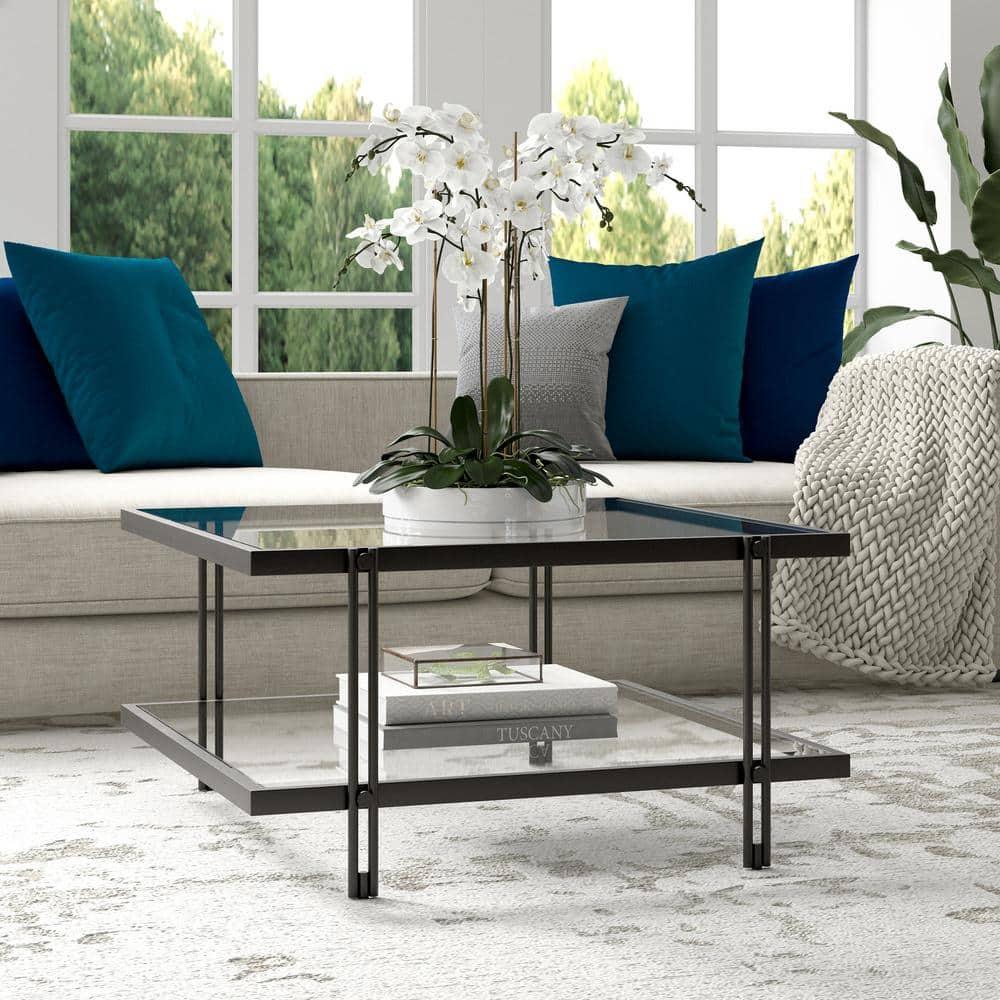 Evelyn&Zoe Inez 32" Wide Square Coffee Table in Blackened Bronze