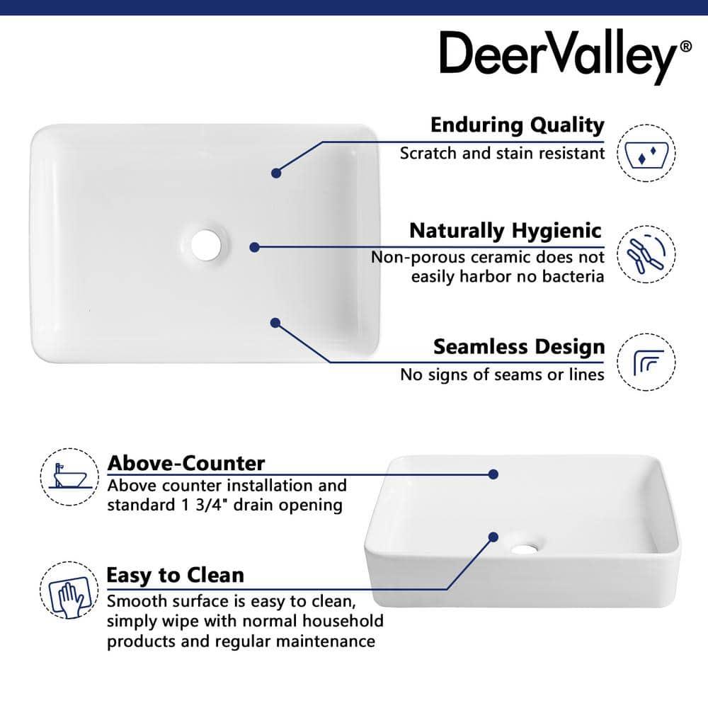 Ally 20" x 13'' Rectangular Vitreous China Vessel Bathroom Sink