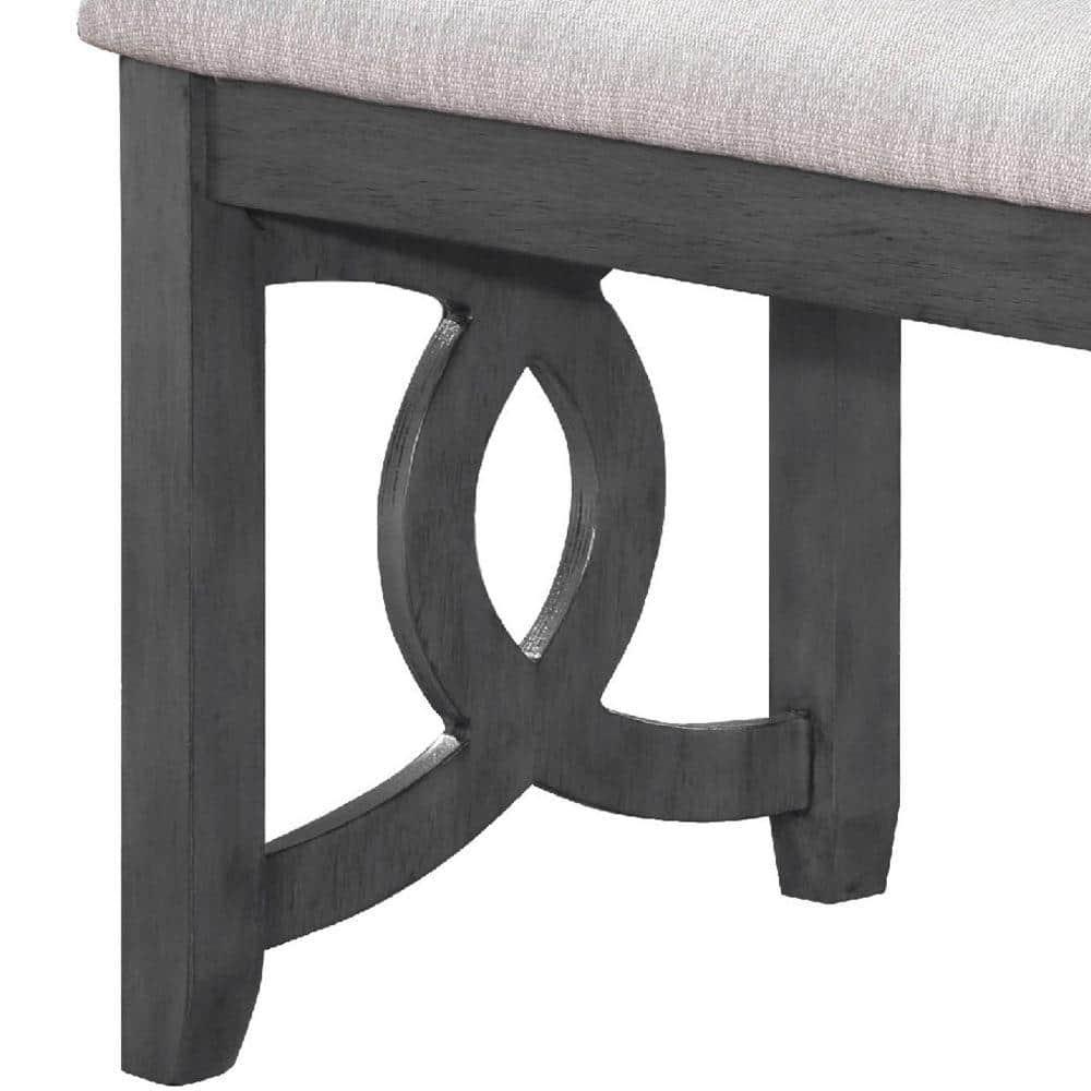 Benjara Gary 46 Inch Wood Bench, Fabric Seat, Ebony Brown
