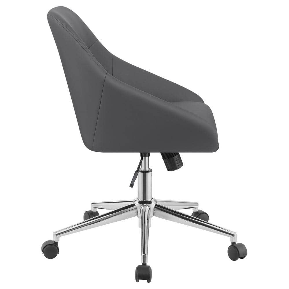 Coaster Jackman 35.25"H Faux Leather Office Chair with Casters in Gray/Chrome